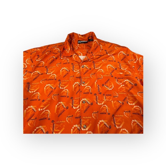 Vintage PACO DESIGN Orange All Over Print Short Sleeve Button‎ Up Shirt Mens XXL - Picture 5 of 10